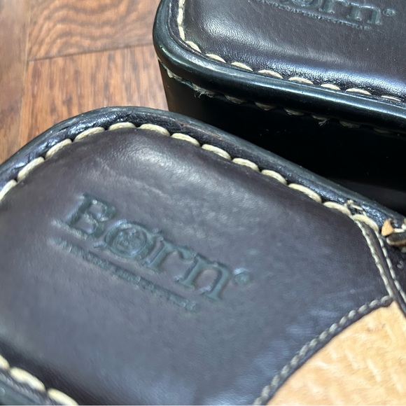 Born Dark Brown Leather Slide Wedge Sandals - size 8 - Picture 8 of 10